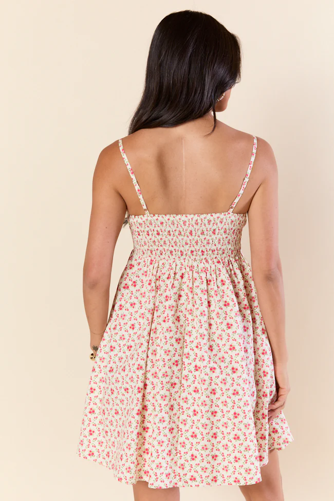 Tied Touch Floral Big Bow Mini Dress