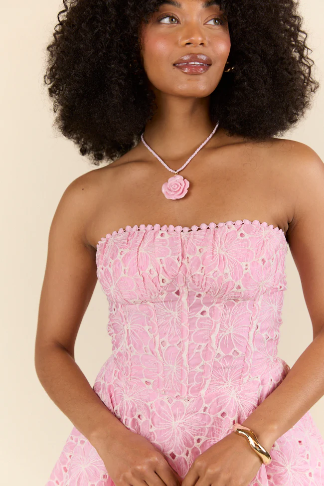 Pink Floral Lace Romper