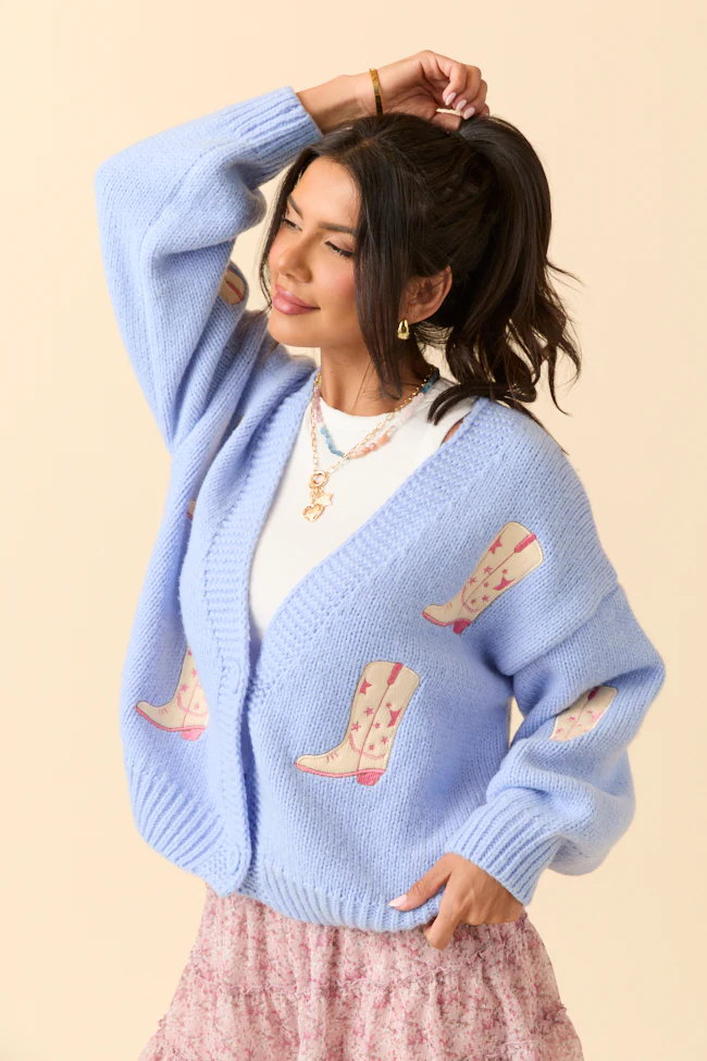 Long Sleeve Blue Boots Cardigan