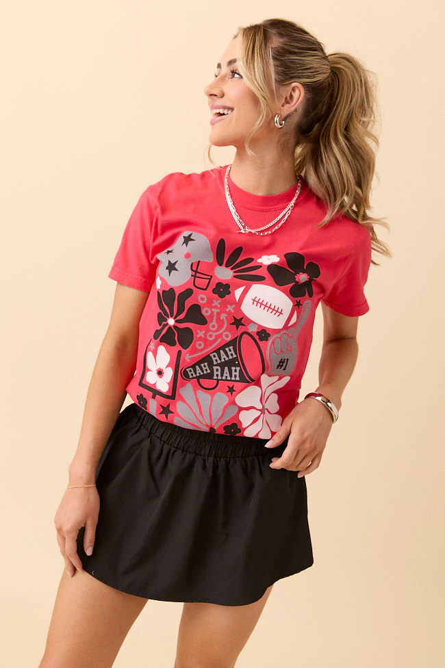 Floral Football Icon Print Paprika Graphic Tee