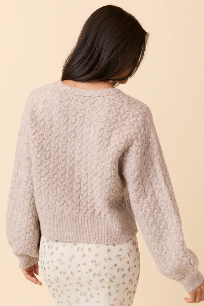 Heather Taupe V-Neck Sweater Cardigan