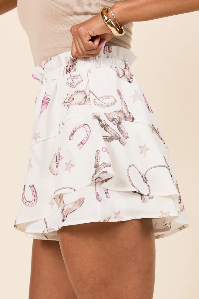 Western Print Shorts