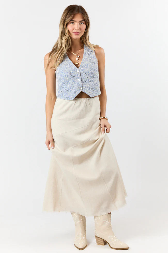 Simple As That Linen Blend Maxi Skirt