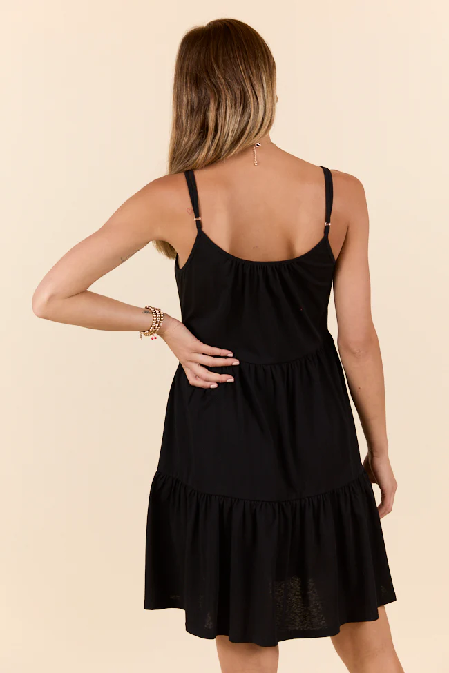 Black Mini Tiered Knit Dress