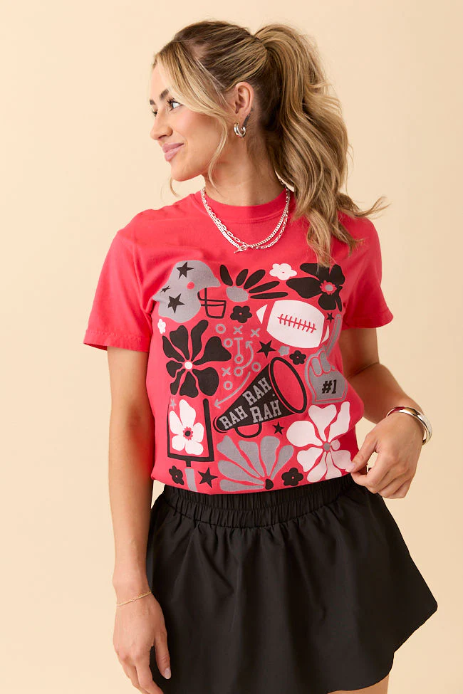 Floral Football Icon Print Paprika Graphic Tee