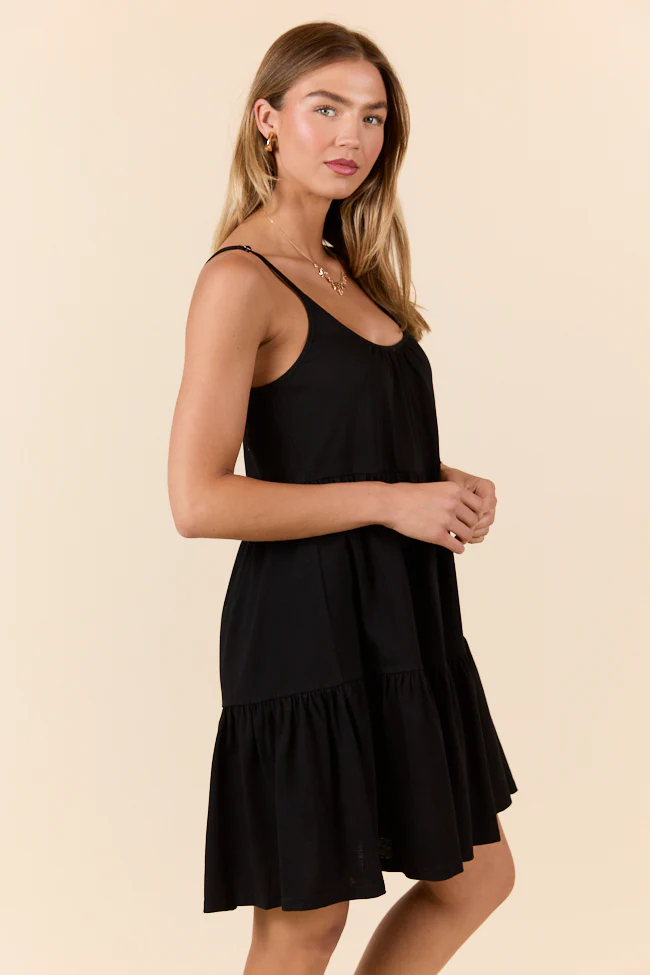 Black Mini Tiered Knit Dress