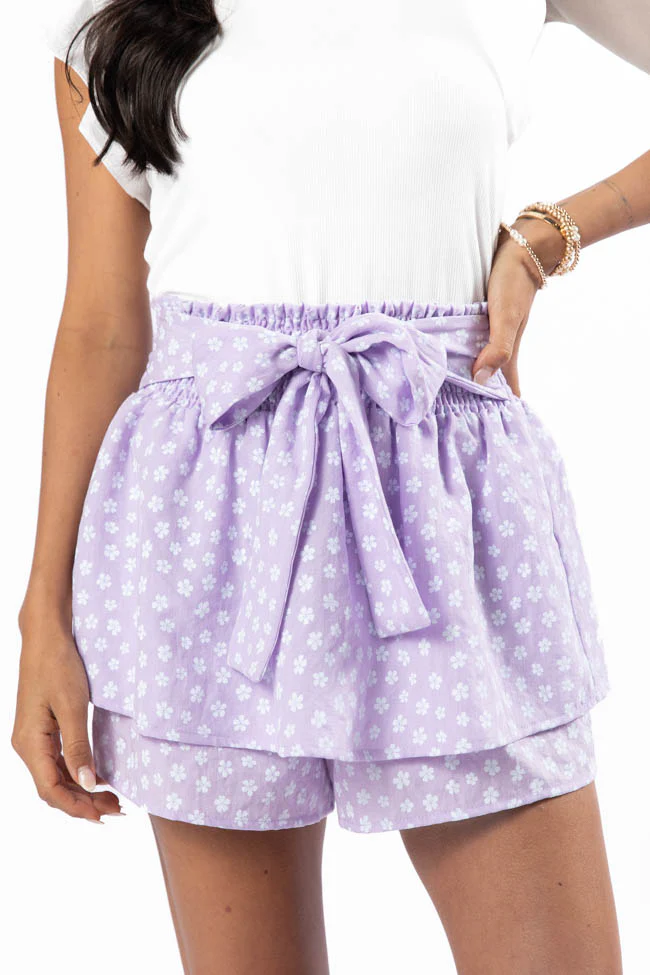 Purple Belted Floral Skort